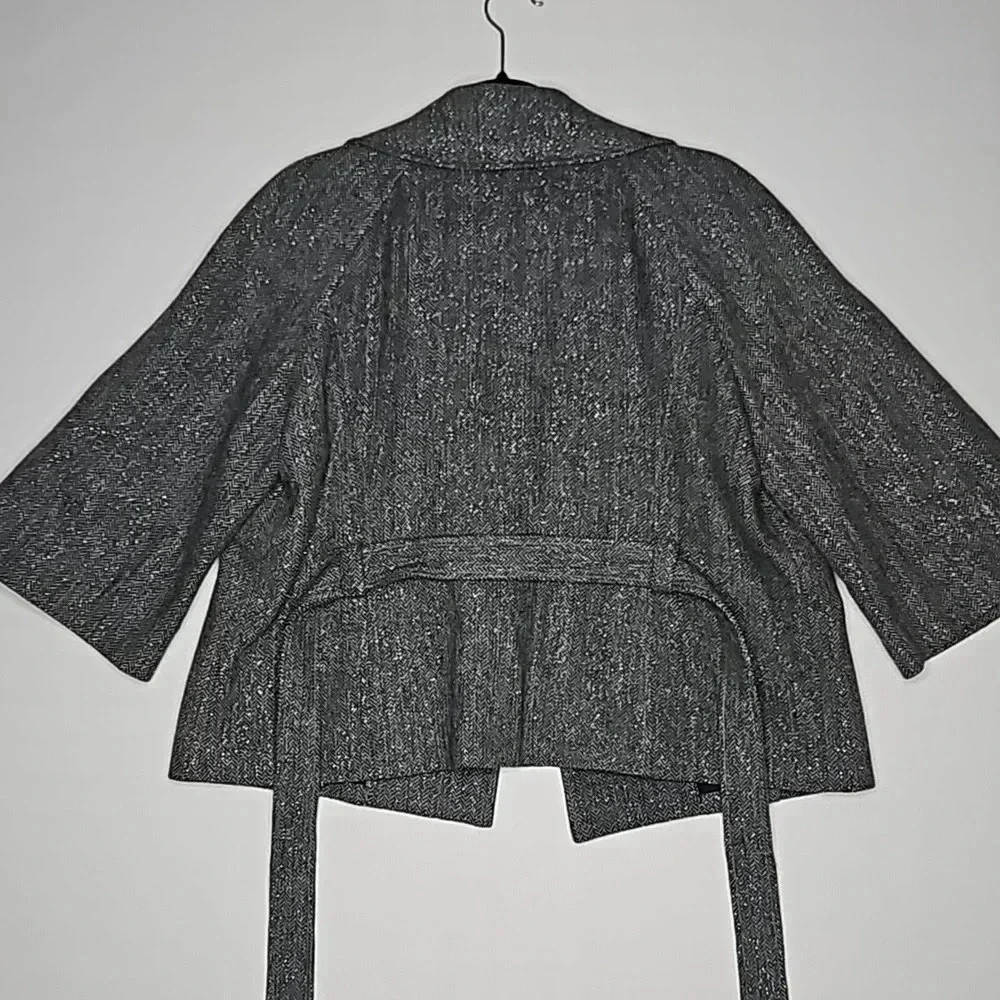 MICHAEL Michael Kors Metallic Tweed Blazer w/ Tie Waist & Faux Fur Women's Large - Picture 10 of 15
